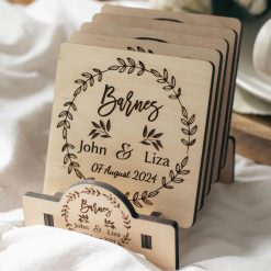 Wooden Coasters, Personalized Coasters, Custom Coasters with Logo Wedding 
favors for guests Anniversary gifts for couple Bridal shower favors 
Monogram coasters Wood Coaster Wedding gift for couple