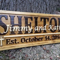 Personalized Cross Décor Family Name Signs Custom Wedding Gift Wood Carved 
Sign Last Name Established 3D Wood Plaque Couple 5 Year Anniversary Gift 
Religious Gift